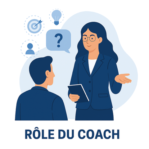 role-coach-professionnel une coach professionnelle explique son rôle à un dirigeant d'entreprise placé face à elle